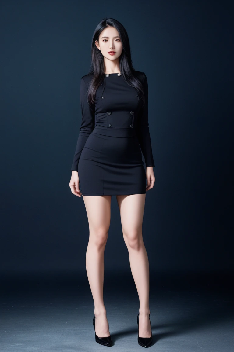 ulzzang-6500-v1.1, (RAW photo: 1.2), (Real photo), (Real photo: 1.4), 1 girl、Perfect anatomy、20 years old、Looking at the camera、Medium length hair、red dress, Holding a microphone performing, ((performing on stage: 1.1))、(Hyperrealistic tights: 1.2), (Business service)、Asian eyes Ella,