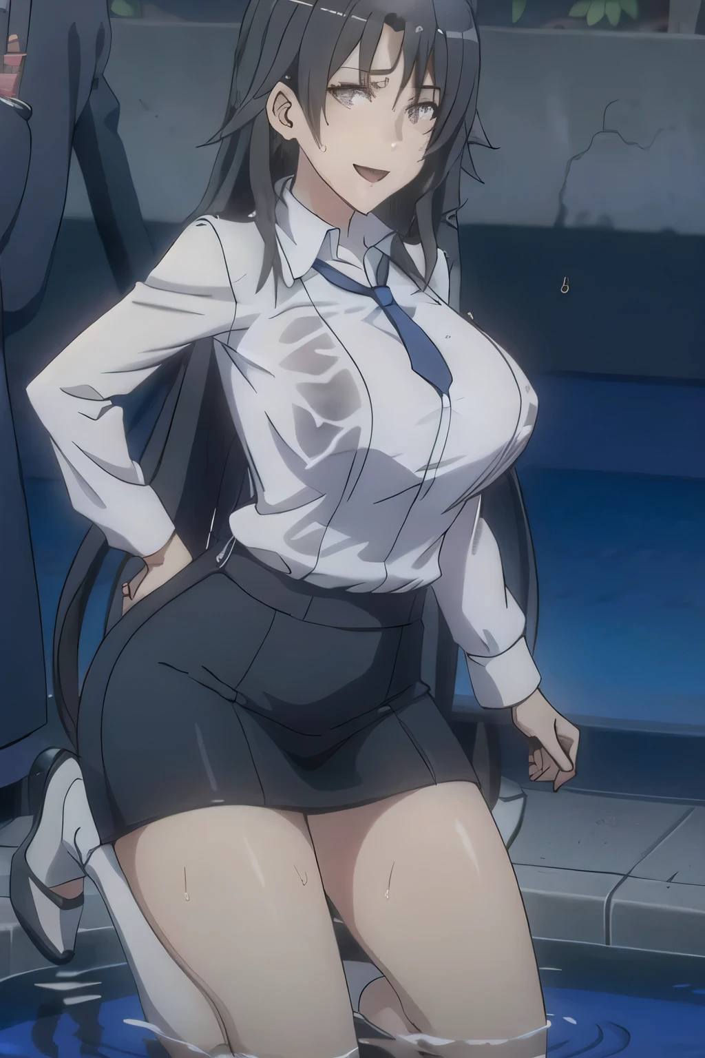 (check_9,check_8_up,check_7_up,),1 girl, Suzune Horikita /(elite class)/, Red eyes, black hair, open long hair, bang, braid a thin body,One,Maid,Maid headdress,I look at the viewer,apron,brown hair masterpiece, Best quality, absurdity,behind, the skin is thick, big breasts, cropped jacket, orange eyes, A long tail, очень big breasts, hips, gluteal fold, legs without shoes in black tights to the waist, waist, bra, white underwear, Full body view from head to toe outdoors, ahoge, autumn, USA, (night:1.2) dynamic pose, lying position