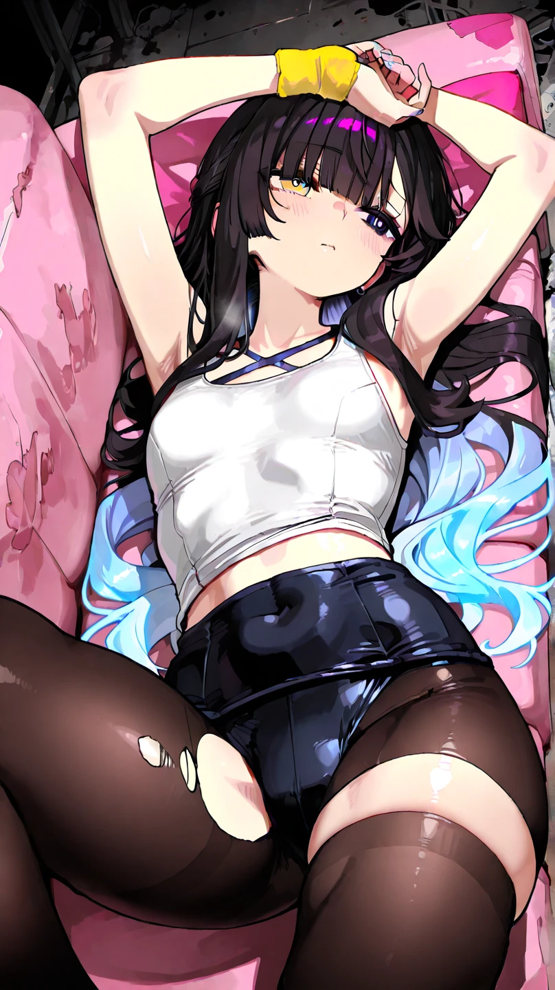 One Woman、beautiful girl、Sit on a chair、Dark Room、computer、Sit in a gaming chair、High-end headphones、Grip the game controller、Operate the controller、The bra is see-through、There are sweets on the table、computerに向き合う、beautiful girl, Highest quality, T-Shirts、Short skirt、Thick thighs、Big 、Big Ass、Black Hair、long hair、Bangs、Sweaty body、I'm sweating all over、Lewd sound effects、Stripes々Panties、Lower body is panties only、Playing 18+ games、Love juice on pants、Angle from directly below、Staring at the monitor、ピチピチのT-Shirts