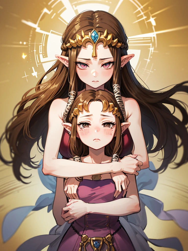((Princess Zelda)),((Twilight Princess)),(((Male organ))),(Sex),((Are crying)),((Cum in pussy)),((Purple blouse)),((Overhead Shot)),((Dark brown hair)),Anime art style,masterpiece,(Highest quality), ((Scared)),(Very detailed),(Very delicate and beautiful),(alone),,(Detailed face and eyes),Beautiful eyes like jewels,(Torn underwear),(((Mature Woman,Queen)))),((crinoline)),Absolutely gorgeous highly detailed rococo ball gown dress with ruffled voluminous full length hoop skirt,((Straight hair)),(),Cleavage,length_gloves,Very gorgeous hair accessories、,((Gorgeous Glitter Jewelry)),