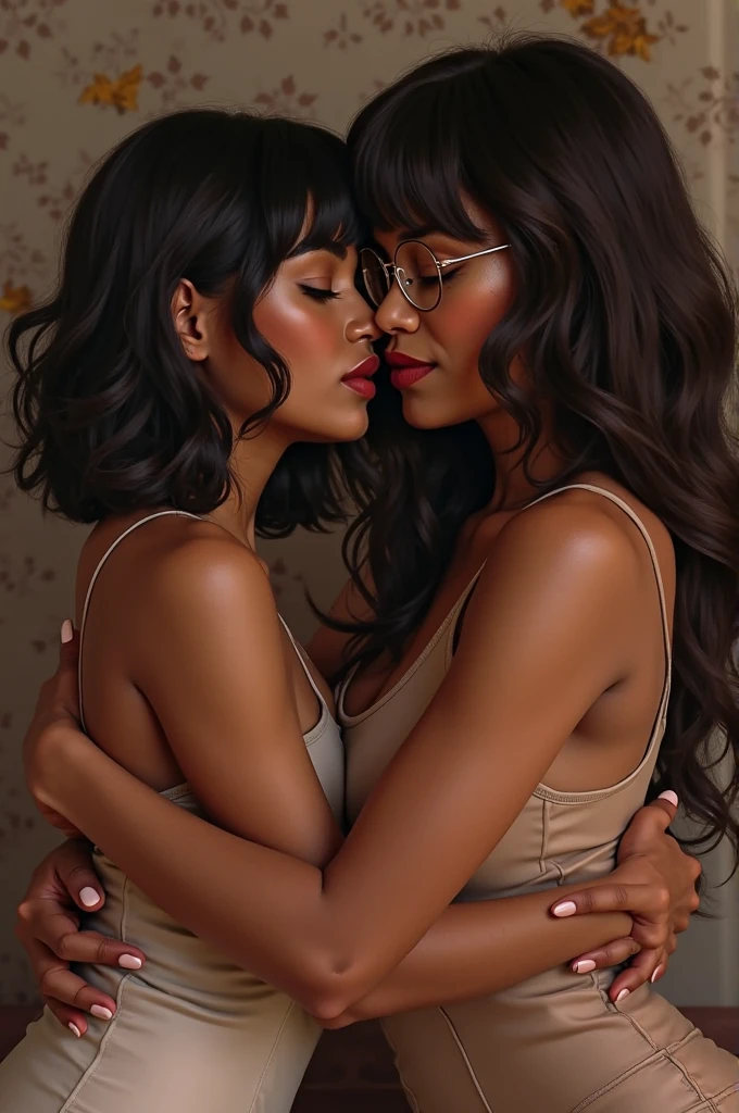 Drawing of a black woman braiding another woman&#39;s hair 