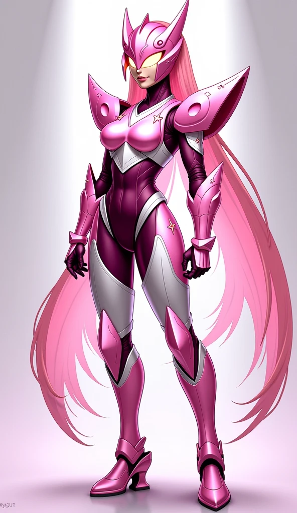 Anime girl with angel wings and a pink bodysuit posing, Abnormally enlarged hips, tits, super wide angel, biomechanical tits, tits proportions, chic, Bubble Gum Body, Shiny skin, Highly detailed body, Cute sexy ass, latex BODY suit, Pink Hair, Heart-shaped earrings, A-line bob cut hair, Heart hands, blue eyes, Blue glowing eyes, Circle of angels overhead, torogao, tongue out, saliva, blush, giggling