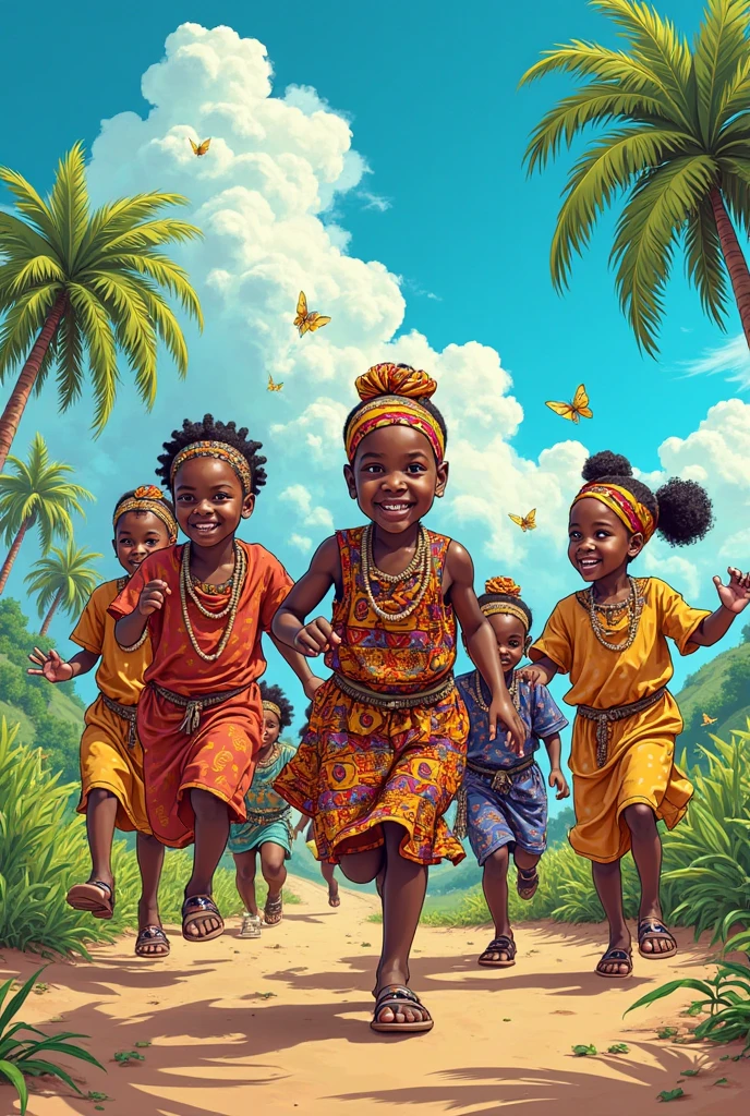 Illustration Hausa children with playing