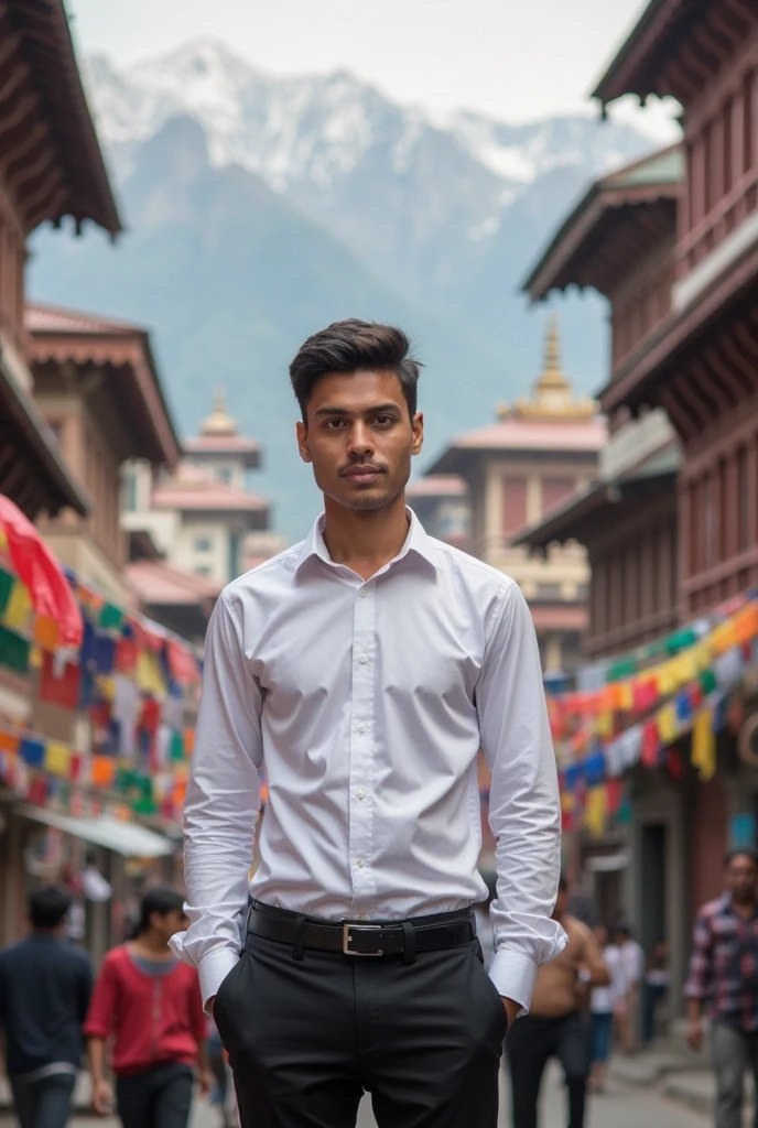 photography realistic, indian a young man. traditional wear, smile, taj mahal, ultra hd