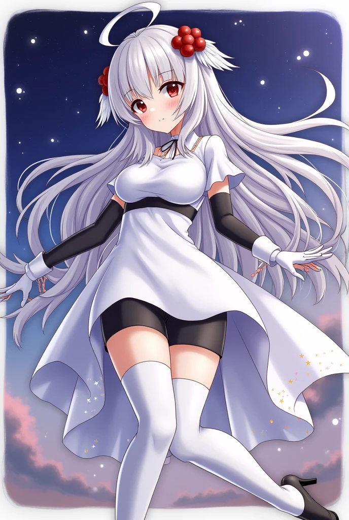 1girll,full bodyesbian,Fleshy legs,white stockings,white backgrounid