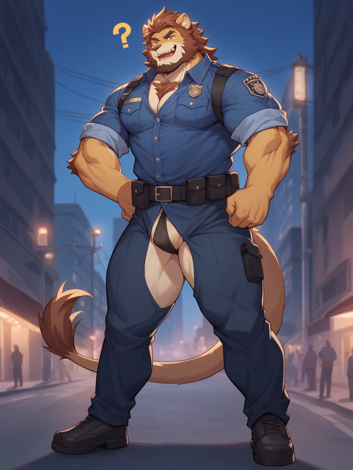 POV,top angle,sleep on stomach,lats,trapezius,butt lift,kemono, anthro (brown dog), male, (brown dog), big muscular, back, red body, white belly ,sweat, ((correct anatomy)), kneeling, big erect penis, big cock, show ass, open legs, 1 boy, solo, pain expression, canine tooth, hd, dark shadows, wide dynamic range, hdr, low light:1.2, front view, full body, canid, canine, canis, domesticbrown brown dog mammal, nordic sled brown dog, fullbody, full res, collar dog, smile, police hat, police office, open mouth, tongue out, nipple piercing, happy face, put hand behind head, hands up, cum, sperm , cum on helly, having sex, black sprot shoes, screaming,big abs, in the alley, morning, natural light, top-down perspective, masturbate, pinch the nipple, person stand next