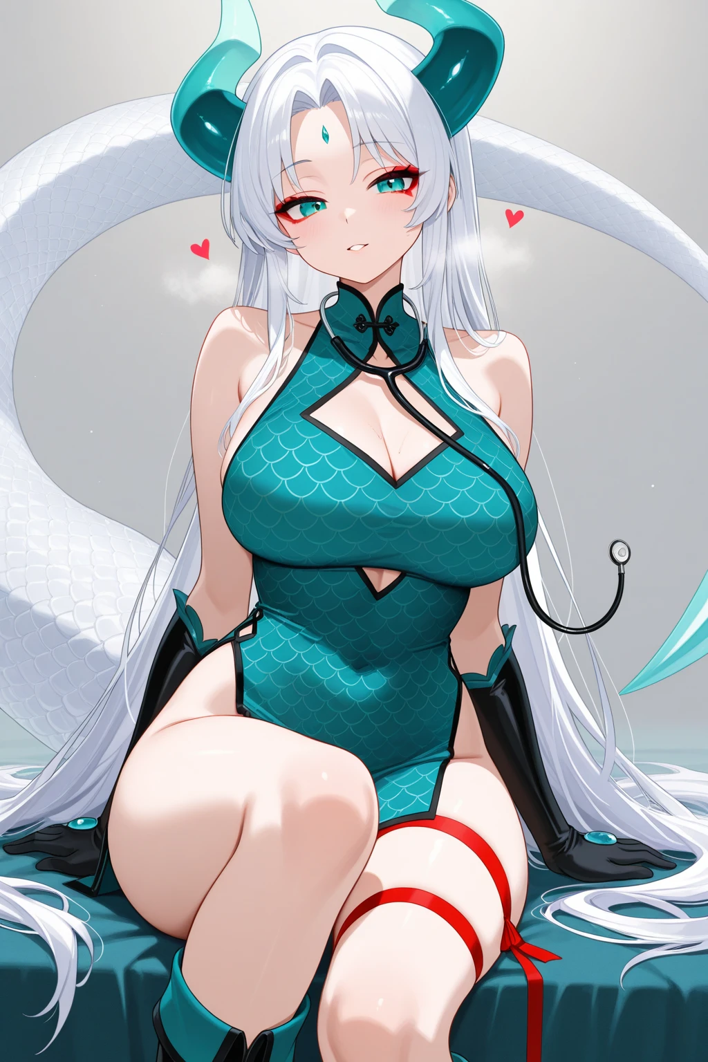 (top-quality、masterpiece、high-level image quality、Super delicate)、((a beauty girl))、(smooth dull gray hair)、(curly long hair、Long bangs)、(Braided hair)Yellow eyes like a brilliant sunset、Black Choker、Moderately large breasts、((Blue tail fin mermaid))