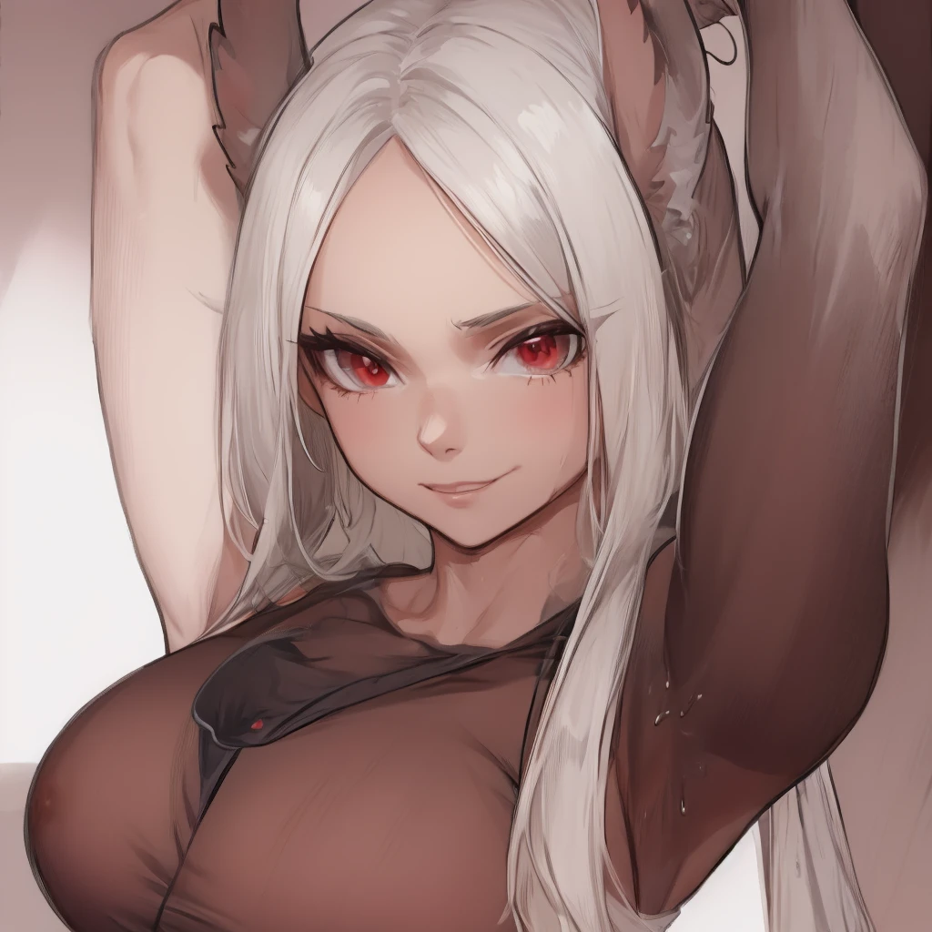 masterpiece, best quality, face portrait of a female anthro loona hellhound, loonacroptop, detailed face, (detailed eyes, slit pupils, white pupils:1.2), (red sclera), smile, [spiked collar, pentagram], (looking at viewer), selfie, cute, kind, some belly fat,