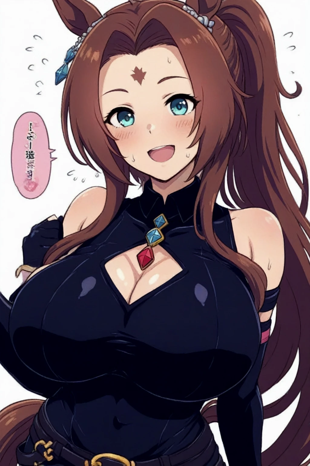 (beautiful detailed eyes:1.5, beautiful detailed face:1.2, beautiful detailed hair), Murrue Ramius, a woman, red eyes, blush, milf, wife, sexy, Curvy, (brown hair, long hair, bangs), (sagging large breasts:1.5), (negligee:1.5, no bra), arms behind back, upper body, standing, (Perfect detailed Anatomy, beautiful detailed hair, perfect female body:1.2, shiny skin), (thick outline, Beautiful outlines, black outlines), simple background:1.5, tentacle_breastgrab, tentacles, grabbing, arms up, tentacles