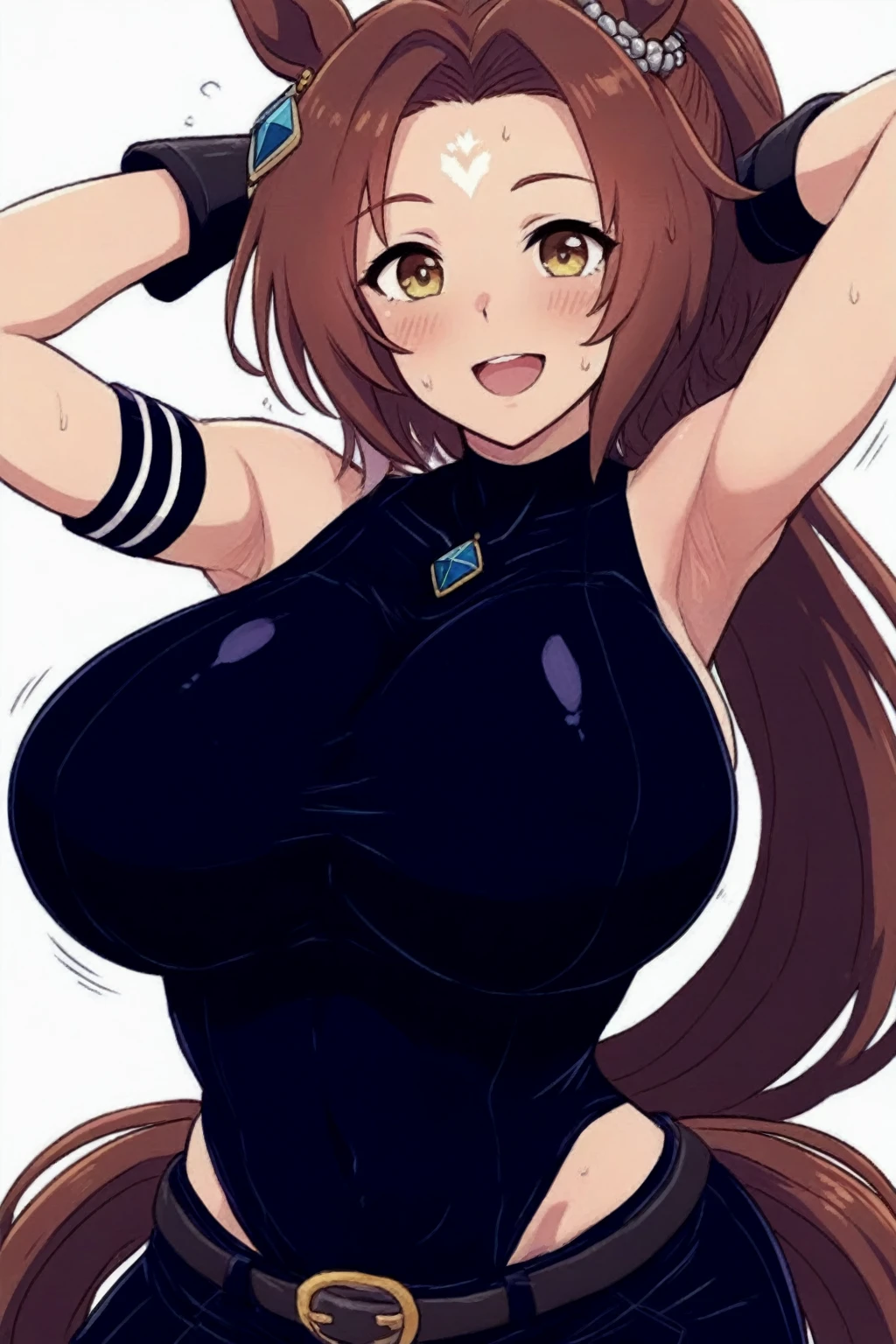 Super Saiyan God, from above, Brown hair, black and white clothes, clothes with blue lines, Dragon Ball DBZM, dazzling aura, A lot of action, black clothes with gray, lots of Ki energy, grass background, robotic, Hatsune Miku, huge breasts, by the celestial