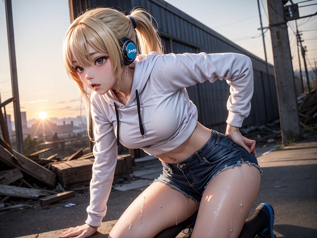 blond haired woman in white top and black headphones posing for a picture, photorealistic anime girl render, anime. soft lighting, hyperrealistic schoolgirl, a hyperrealistic schoolgirl, (sfw) safe for work, senna from league of legends, artwork in the style of guweiz, as overwatch character, seductive anime girl, rin, rendered in sfm