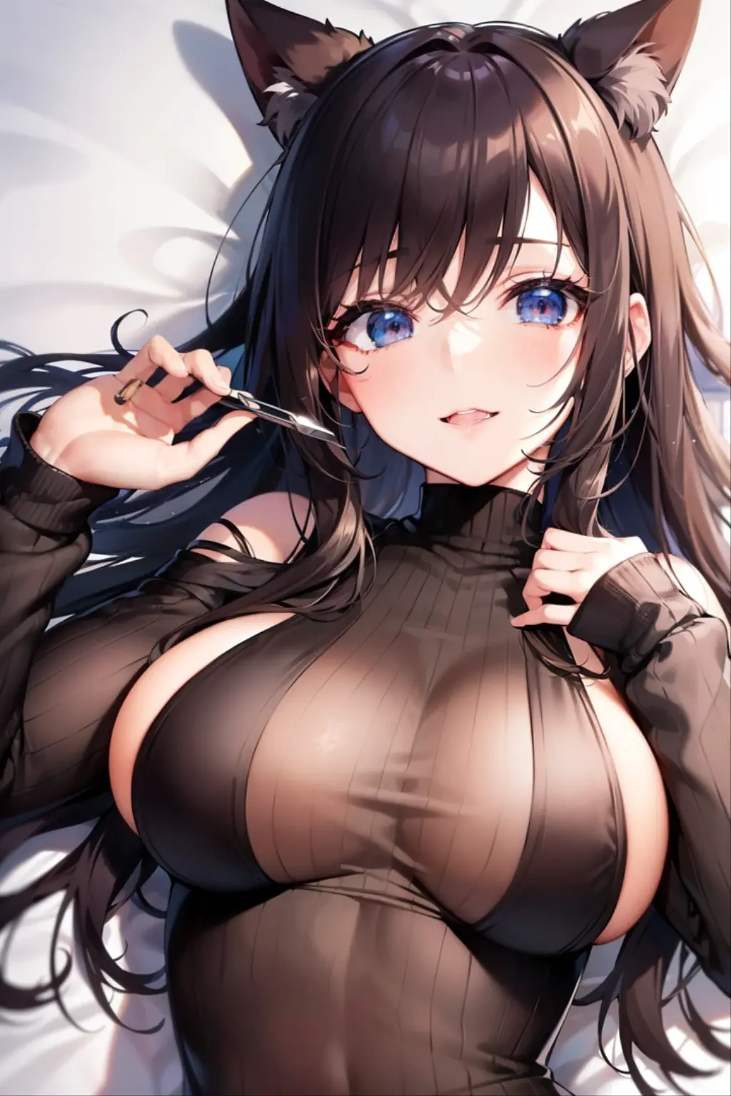 (masterpiece), best quality, expressive eyes, perfect face, black hair, blush, black choker, blue eyes, shoulder showing, happy, chest showing, bikini
