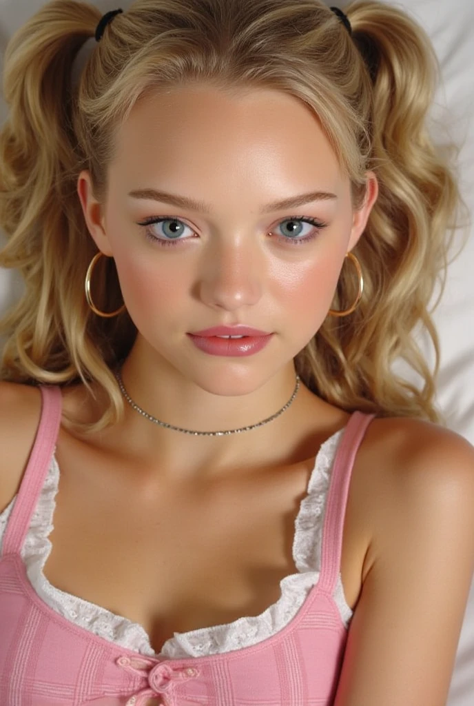 ((Chloe Grace Moretz), [:(Face detail: 1.4): 0.4], 16K resolution, 4k resolution, alistic: 1.4), (contrasting background: 1.5), (intime), (Technologie NVIDIA RTX Ray Tracing), (image couleur), (Skinny hips), ((best quality)), ((masterpiece))（8K，masterpiece：1.2)，Hyper-detailing), ((18-year-old Chloe Grace Moretz)), ((Professional photo studio)), (facial Characteristics, 18-year-old adult woman,：1.1)), (photo, studio lighting, hard light, sony a7, 50 mm, matte skin, pores, colors, hyperdetailed, hyperrealist), ((ultra tiny baby pink panties)), ((wet white bra showing the skin underneath)), ((nipples showing through wet material)), ((white knee socks)), ((pink loafers)), ((chest visible through blouse)), ((whole-body)), (well-defined abs: 1.1), (perfect body: 1.1), wearing a revealing prostitute-style cosplay costume,  (seductive posture: 0.8, appealing: 0.8)), milk ove her face, ((hungry)),  ((bending over bed))