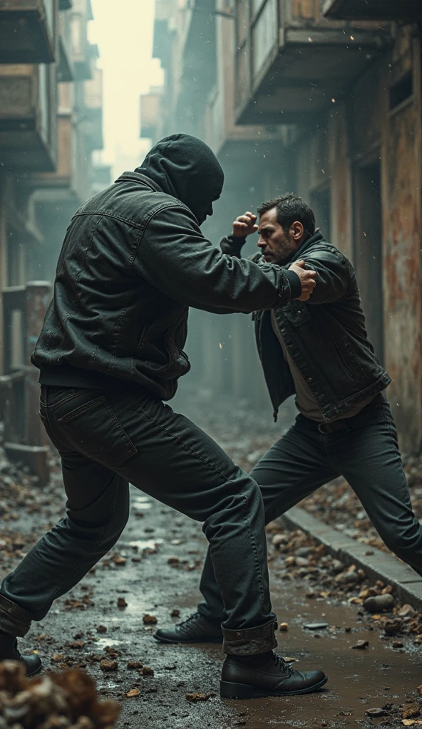 the police find the two fighting in the alley