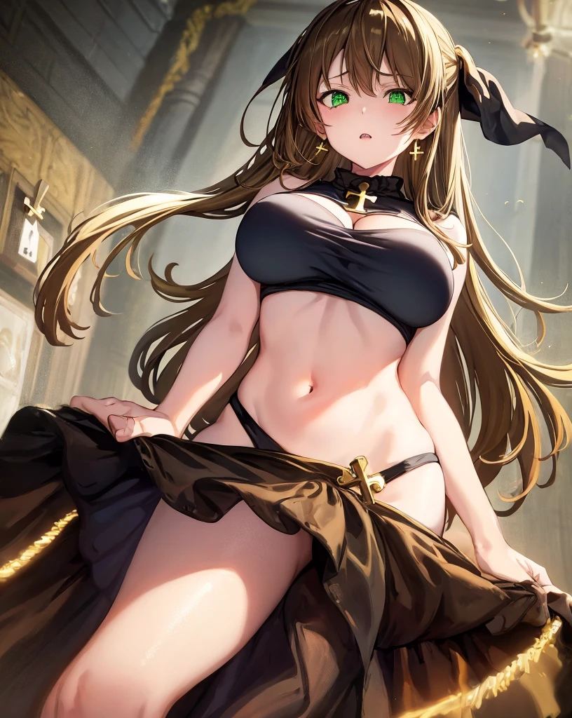 beste-Qualit, tmasterpiece, extra high resolution, Detailed background, realisti, Hades style, solo, A  girl, A young, teenaged, 18 years, Teen ,Very young animals, satyr, humanoid, horns on head, Satyrs have the lower part of the goat's body, and the upper one is an elf, and goat's horns grow on its forehead, which can range from small spikes to huge ones, worthy of a mountain goat. In addition to their lush hair, satyrs have hair on their hands, legs and torso, Serious look, Bard Clothing, bard, vinasse, Medieval Bard Clothes , very hanging tits, big tits, pointy nipples, chaotic–neutral, , horor \(subject\),Dark fantasy, Good Guy , knave, Depth of field, 