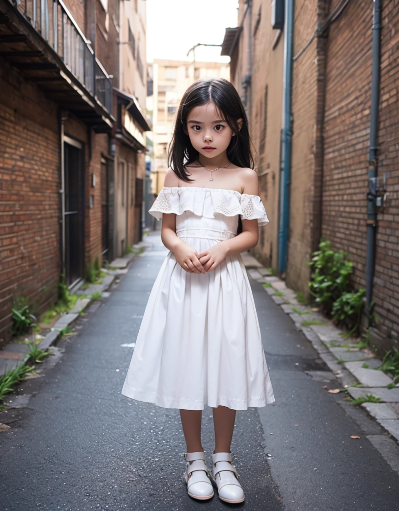 masterpiece, best quality, beautiful and aesthetic, style of Akihiko Yoshida, little girl, child, todler, 6 years old, cute, adorable, Bob hair, no clothes, In the farm, showing her chest,