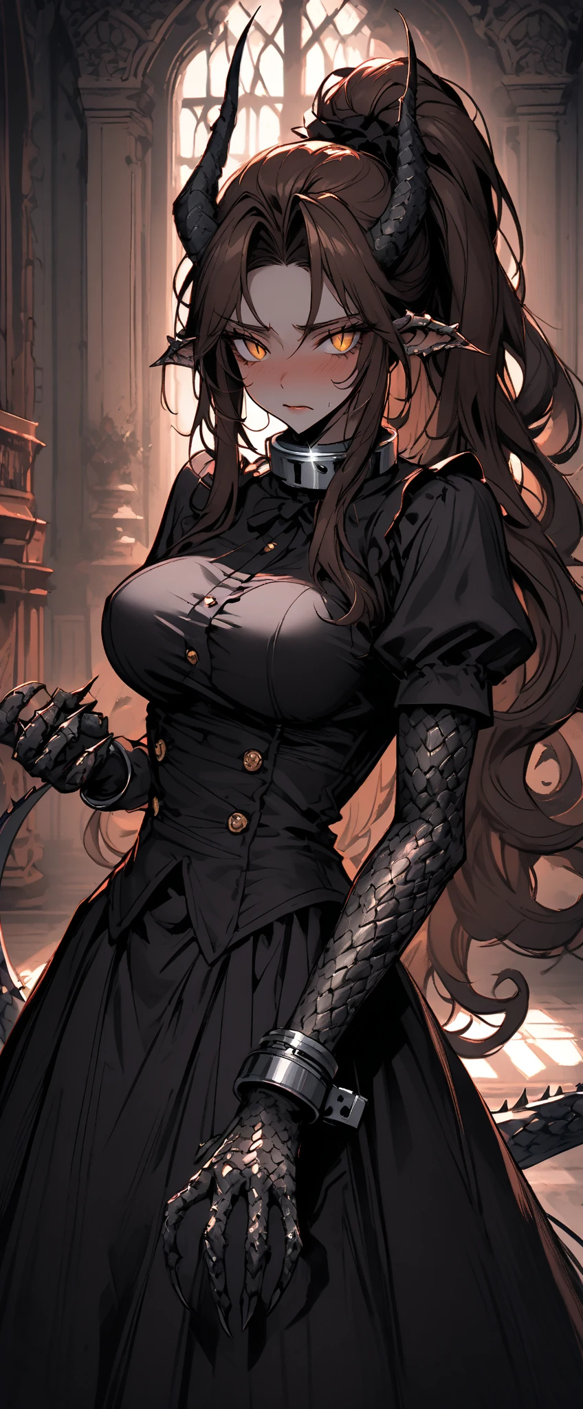 And the canes, blackquality hair, white skin covered in white makeup, big boobies, black gothic punk clothes