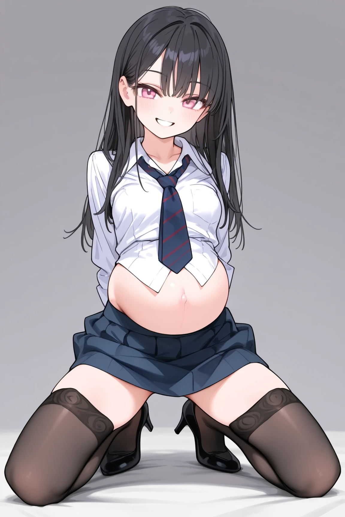 (unparalleled masterpiece,best quality, detailed), fine detail, highly detailed cg, perfect lighting, after sex, 8k, extremely detailed, 1girl, outdoors, dark alley, spread legs, pregnant, (exposed belly), standing, squatting, hands on belly, blush, looking at viewer, from below, (smug:1.2), evil smile, teasing, smirk, small breasts, cum in pussy, cumdrip, after sex,
mizuki yukikaze, hair ribbon, school uniform, green shirt, serafuku, white neckerchief, long sleeves, pleated skirt, black skirt, black thighhighs, high heels, <lora:mizuki:1> <lora:spreadLegsStanding:1> <lora:more details:0.7> condom left inside <lora:condom:0.8>