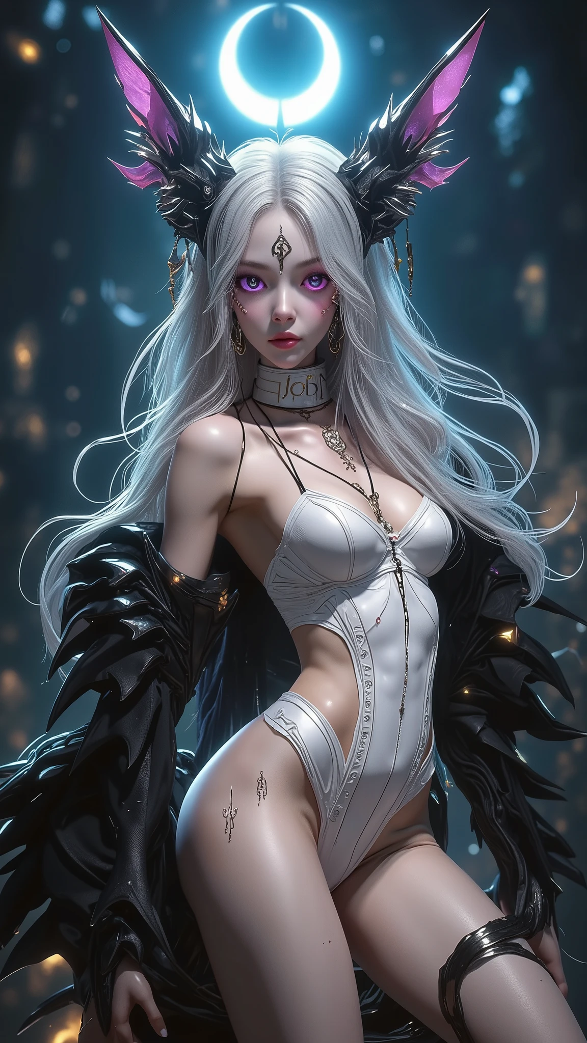 black clothing, goodlooking, beauty face, gothic art, goth, white hair, blue eyes, ice im hands, blue tattoos