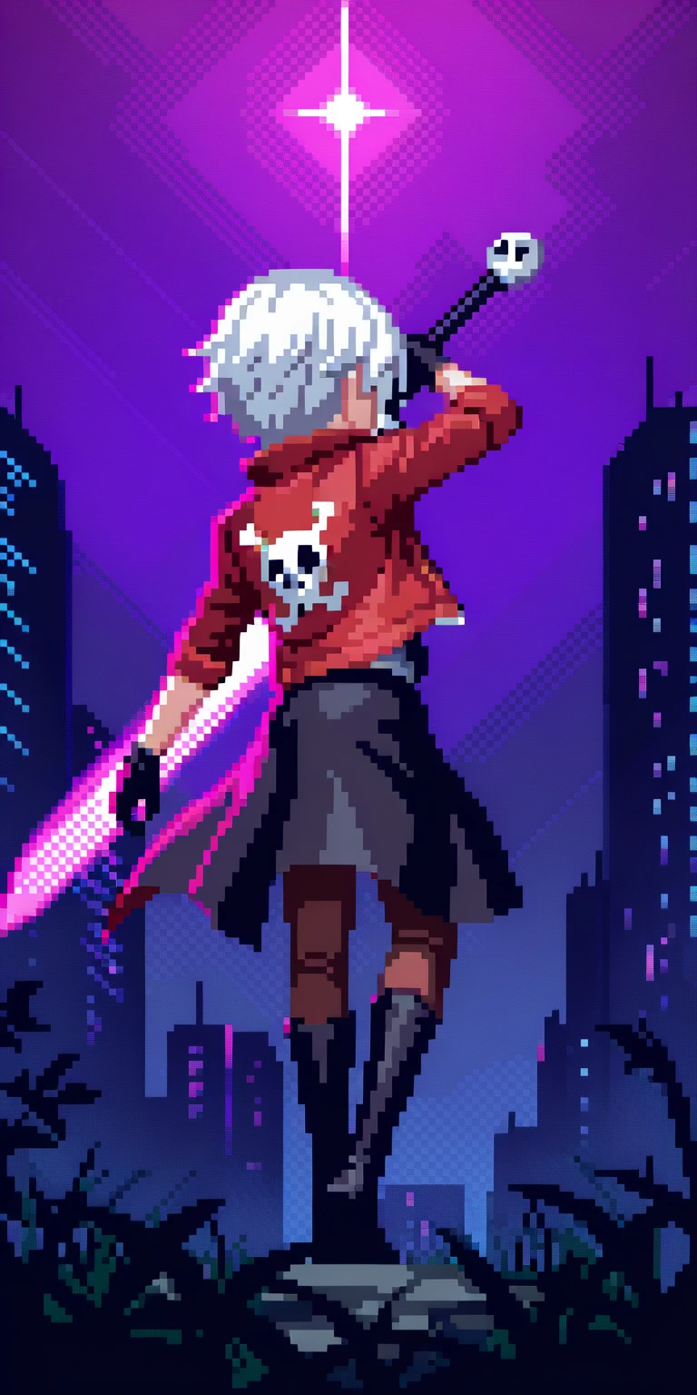 1 men, short white hair, pink eyes, Kitten ears, Hospital Clothes Slightly muscular body, at night, raining, front view, Top of a destroyed building, bruised and bloody body, tired facial expression