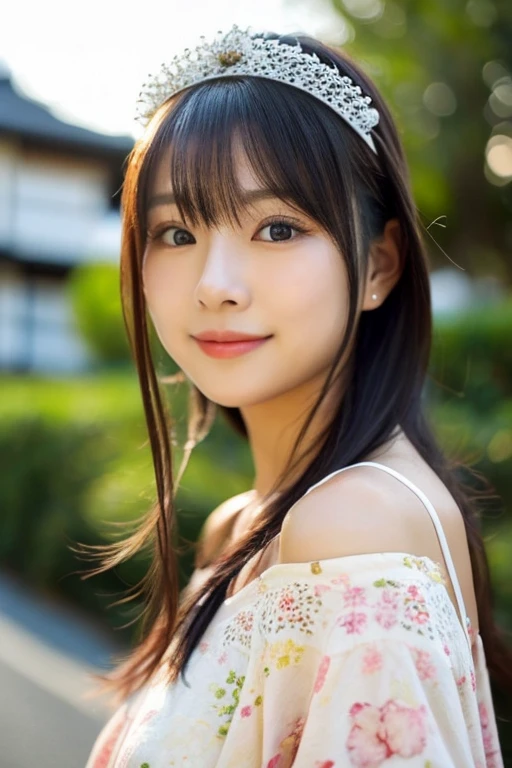 best quality, face focus, soft light, ultra high res, (photorealistic:1.4), RAW photo,(Shinozaki Ai), white skin, kawaii,
1 Japanese girl, solo, cute, (smile), (pupil, lights in the eyes),  detailed beautiful face, Medium-sized breasts,(high resolution detail of human skin texture),(long hair),(portrait), upper body, white traditional kimono, in the forest,