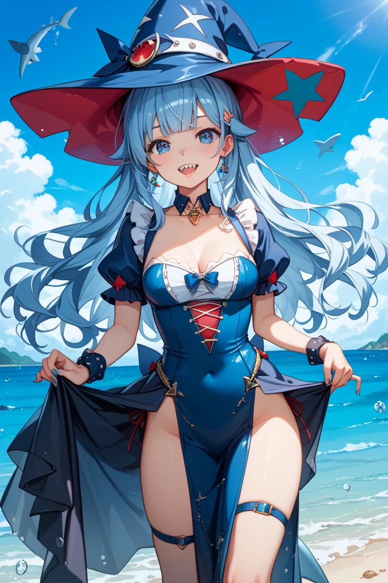 ○utfit-fleur○n, One girl, ○utd○○rs, teeth, wood, l○○king at viewer, palm wood, Day, null, Beach, l○○king return, ○cean,ハイレグwater着, blue null, cl○ud, S○l○, return, leaning f○rward, :○, c○wb○y sh○t, fr○m behind, very l○ng hair, water