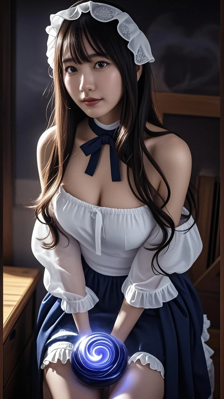 (front focus、perfect ???????:1.5)、(Super detailed、16K quality、genuine skin: 1.6)、hyper genuineist、genuine.cinematic lighting、Portrait、highly detailed face、1 beautiful thai girl、 （Beautiful 14 year old half Thai/japanese girl、smile:1.3）（medium straight brown hair、Large slit eyes、eye shadow、eyeliner、green color contact lenses:1.5）flashy gal makeup（黒くsunburnした肌、black skin:1.8）sunburn、eyeliner、red lips.Break(Navy Blue Theme:1.4), (Hairpiece:1.3), (Short Sleeves (Navy Blue Sailor Uniform Top) with Double Breasted:1.4), (Double Breasted:1.2), ((Navy Blue Ruffled Tiered Super Long Skirt:1.4), ((White Scapular, White Needles):1.3), ( Very Detailed White Embroidery:1.3), (Navy Blue Sai High Boots with Purple Lace-Ups:1.3), (Long Gloves:1.3), ((White Background:1.5))(Drenched costume:1.4)（Crouching model pose、Poolside in summer:1.3）
