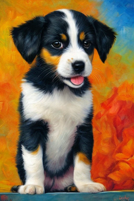 papel de parede , Um cachorro louco, digital illustation, Por Erin Hanson, oil paint, vivid colors , Aquarela, trending on ArtStation, foco nítido, Studio photo, detalhes intrincados, altamente detalhado, Directed by: Greg Rutkowski