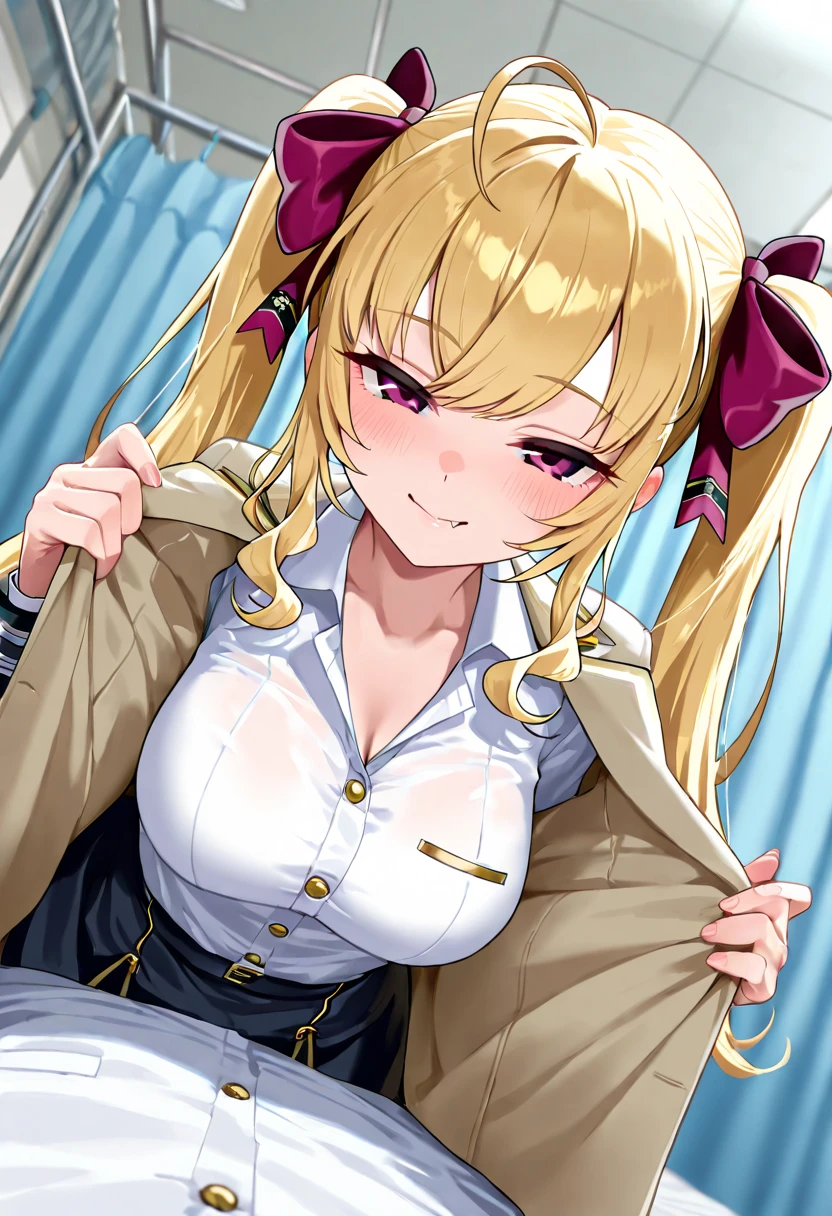 ((masterpiece, best quality, 4k)), 1girl, cowboy shot, huge breasts, pink eyes, long blonde hair, gyaru, arms behind back, manga, pink micro skirt, chromic aberration, detailed illustration, seductive pose, leaning forward, light smile, cleavage, tie top, pink bow tie, indoors, pink flowers, thick lips, pink bedroom background, plant, window, light particles, (cute face), thick thighs, realistic, below, leopard print