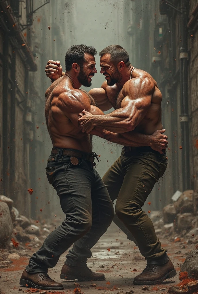 A man is slapping other man who has no hands