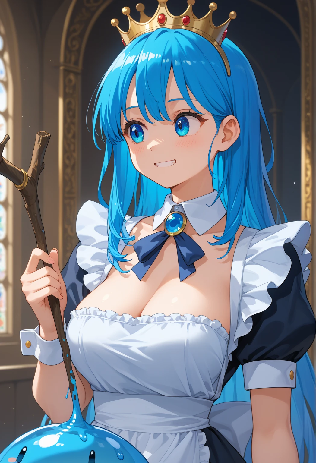 ((One woman is shooting fireballs from a stick., Cast magic, The skirt is flipping in the wind:1.3), ((Highest quality)), (Very detailed), (Very detailed CG 統合 8k 壁紙), Very detailed, (Blue Hair), Great face and eyes, Beautiful and big breasts, Slender body, (Stunningly beautiful woman), (Detailed face:1.2), (castle town:1.3), ((Yellow Circlet, White Dress, belt, Cape, boots, (Sexy and cute white underwear:1.3), (Stylish shiny white satin panties, Side-tie panties, Panties with plain white center and lace decoration on the sides:1.3), (Thin panties:1.3):1.3), Exact number of arms, Exact number of legs, Perfect Anatomy, (Embarrassed expression, Surprised expression), Angle from the front, Exact finger count、Exact number of legs、(Exact number of arms:1.0, Exact number of hands:1.0), (Perfect hands, Perfect Anatomy), wise \(dq3\)