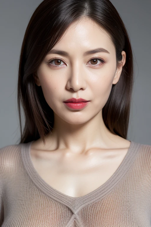 (masterpiece、highest quality、Realistic:1.3)、1 girl、Beautifully detailed eyes、Beautifully detailed lips、cute、close your eyes、Open your mouth、slender、White skin、pubic hair、Messy black hair、Wet body、(Dynamic Pose:1.2)、(From below:1.2),Gray background、(Blue Eye Shadow)、Red lipstick、(Sexy look)、Thighs、Pointy nipples、Glaring、long hair、(pubic hair)