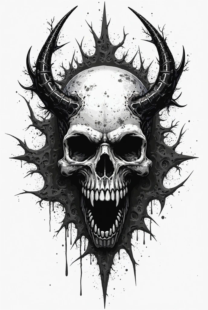 Black and white demonic shaped logo of the word mohquetl
