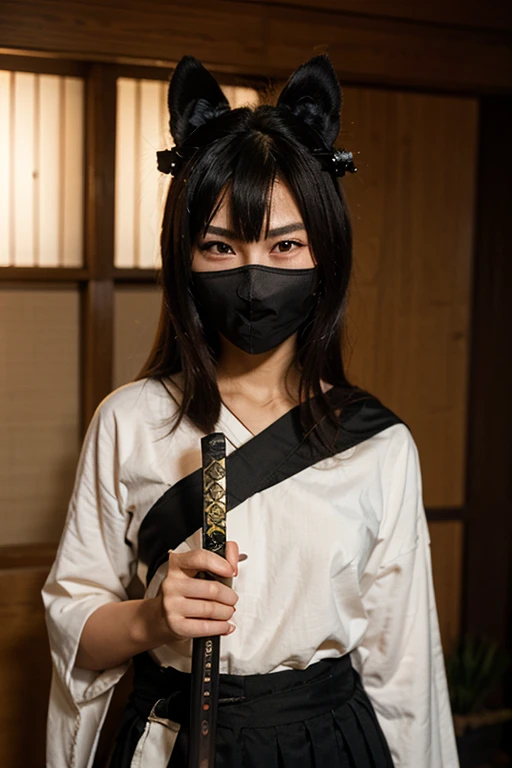 (was:1.3、((A female ninja standing in a fighting position with a weapon in the forest:1.5)、With background)、(Female ninja with a sword:1.5))、(Realistic、Like a photograph、Live Action、8k, Realistic, RAW Photos, Best image quality: 1.4), Single-lens reflex camera、RAW Photos, Highest quality, Realistic, Highly detailed CG Unity 8k wallpaper, Written boundary depth, Cinematic Light, Lens flare, Ray Tracing, Realistic background、(kunoichi:1.4、White floral kimono::1.2、skirtlift)、Grey Hair、short hair、Standing in the village、((Ultra-Dense Skin))、 1 girl,Cute Kunoichi、(whole body:1.5)、I like that style、Pay attention to the details、Perfect outfit、(White Squid Portrait、Accurate Arm、Accurate feet、Beautiful legs、Precise thighs、Anatomically correct body、View from the front