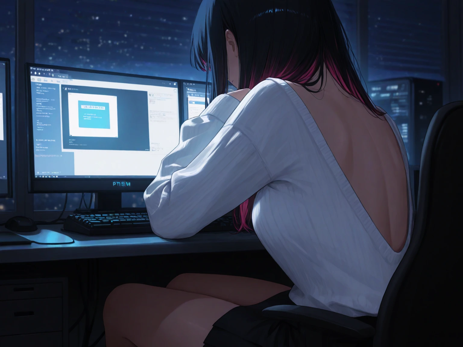 masterpiece, best quality, extremely detailed, ultra detailed, flat anime, 2D, List of sexy girl on the computer's monitors, ((background only)),