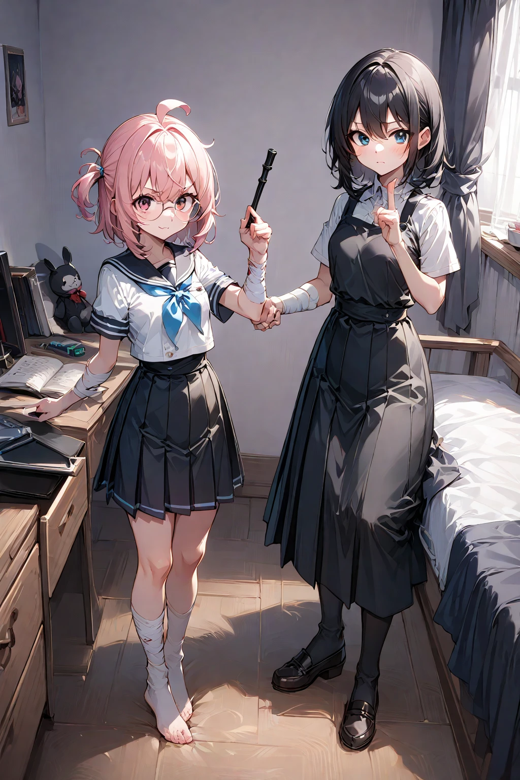 ((yuri)), ((2 girls)), (golf uniform), absurdres, RAW photo, extremely delicate and beautiful, masterpiece, Best Quality, ultra high resolution, 32k, hyperrealistic, ultra-detailed, detailed description, perfect anatomy, pale skin, 20 years old, detailed beautiful face and eyes, tearful mole, earring, short medium hair, wavy hair, whole body shot, colossal tits,