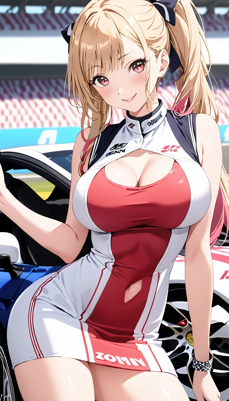 cute girl,(((1girl))),((pit girl with extremely cute and beautiful blonde hair)), 19 years old, large breasts, triple D cup breasts, sexy, horny, round buttocks, bubbly buttocks, fit and strong, slender body, plump lips, standing 
(huge breasts:1.4),saggy breasts,((()),((heterochromia:1.5, (who’re outfit),intricate eyes,beautiful detailed eyes,symmetrical eyes,((fat)),(((lustrous skin:1.5,bright skin: 1.5,skin tanned,shiny skin,very shiny skin,shiny body,plastic glitter skin,exaggerated shiny skin,illuminated skin,wet legs))),(spider lower abdomen,narrow waist,wide hip,athletic body,inflated legs,detailed body,(detailed face)),
8k resolution 
cute,slutty,seductive,erotic,(nsfw),

zettai ryouiki,(((race queen style costume, attractive companion costumes,pit girl costume))),(magenta suit unbuttoned,magenta costume),(((huge cleavage))),cleavage cutout,((wet clothes,intricate outfit,intricate clothes)),

(dynamic pose:1.0),solo focus,embarrassed,(centered,scale to fit dimensions,Rule of thirds),

cyberpunk city by the ocean at night, with bright neon signs and dark stormy clouds and puddles, scenery:1.25,

artistic photography,(photography taken by sldr),highres, sharp focus, (ultra detailed, extremely detailed), (photorealistic artwork:1.37),(extremely detailed CG unity 8k wallpaper),((synthwave background theme)),(((vibrant colors))),(intricate background),(masterpiece),(best quality),