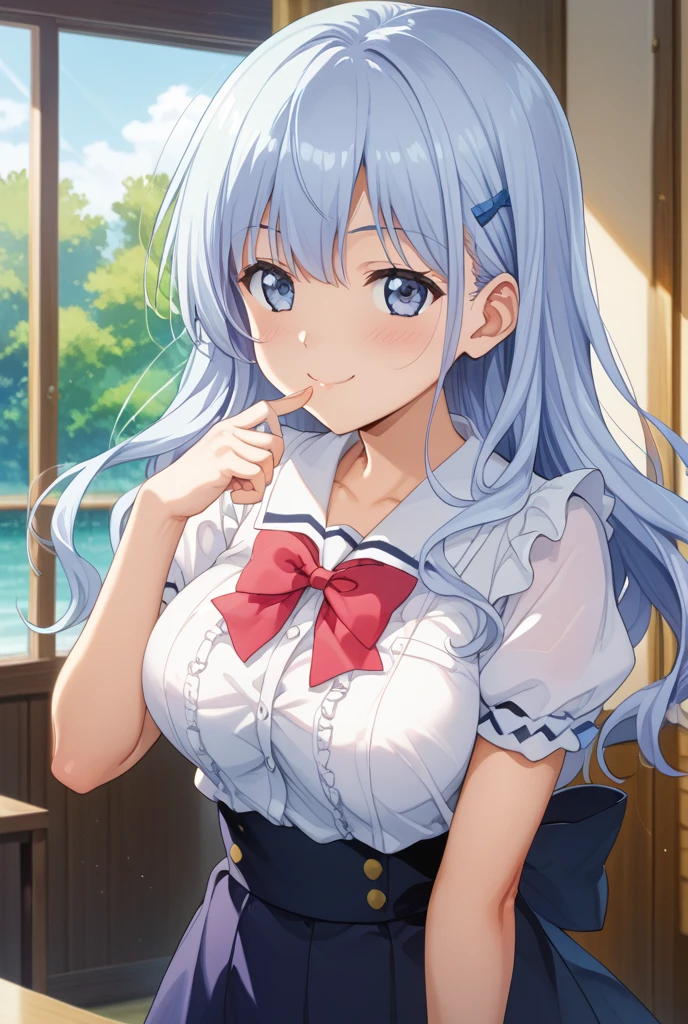 [WAI-ANI-NSFW-PONYXL:100], score_9, score_8_up, score_7_up, score_6_up, score_5_up, score_4_up, masterpiece, best quality, source_anime, shiodare, rating_safe, 1girl, solo, sitting, spread legs, (foot together:1.3), sucking ice lolly, deepthroat, eating ice lolly, leaning forward, (wet:1.3), sweat, heavy breathing, hot, summer, half-closed eyes, on tatami, japanese room, summer, (from side:0.7), BREAK 15yo, , , sideburns, flipped hair, (aqua scrunchie:1.0), (large breasts:1.2), aqua eyes, tareme, BREAK serafuku, white shirt, white sleeves, short sleeves, sleeves line, navy sailor collar, aqua neckerchief, BREAK (navy skirt),(pleated skirt, miniskirt:1.0),