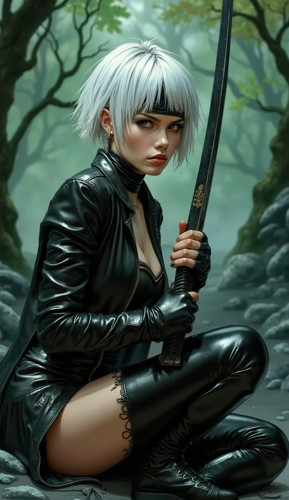 score_9, score_8_up, score_7_up, score_6_up, score_5_up, source_furry, rating_questionable, <lora:BackgroundDetailer:1>,<lora:saturation:1>, <lora:sdxl_offset:1> contrast, <lora:Expressive_H:1> expressiveh, artistic lighting, bloom, blur, detailed background, depth of field, film grain, realistic, subsurface scattering, ultra detailed, voluptuous, passionate, detailed textured body, (dandon fuga:0.7), yuiga naoha
, <lora:Ashley_Johnson:1.3> 1girl, (aj woman:1.3), 1girl, looking at viewer, white hair, pale skin, mascara, sitting, side view, campfire, forest, rain, storm, wind, lightning bolt, goth, black feathers, feather trimmed jacket, bare shoulders, medieval fantasy, (huge jagged sword:1.3),