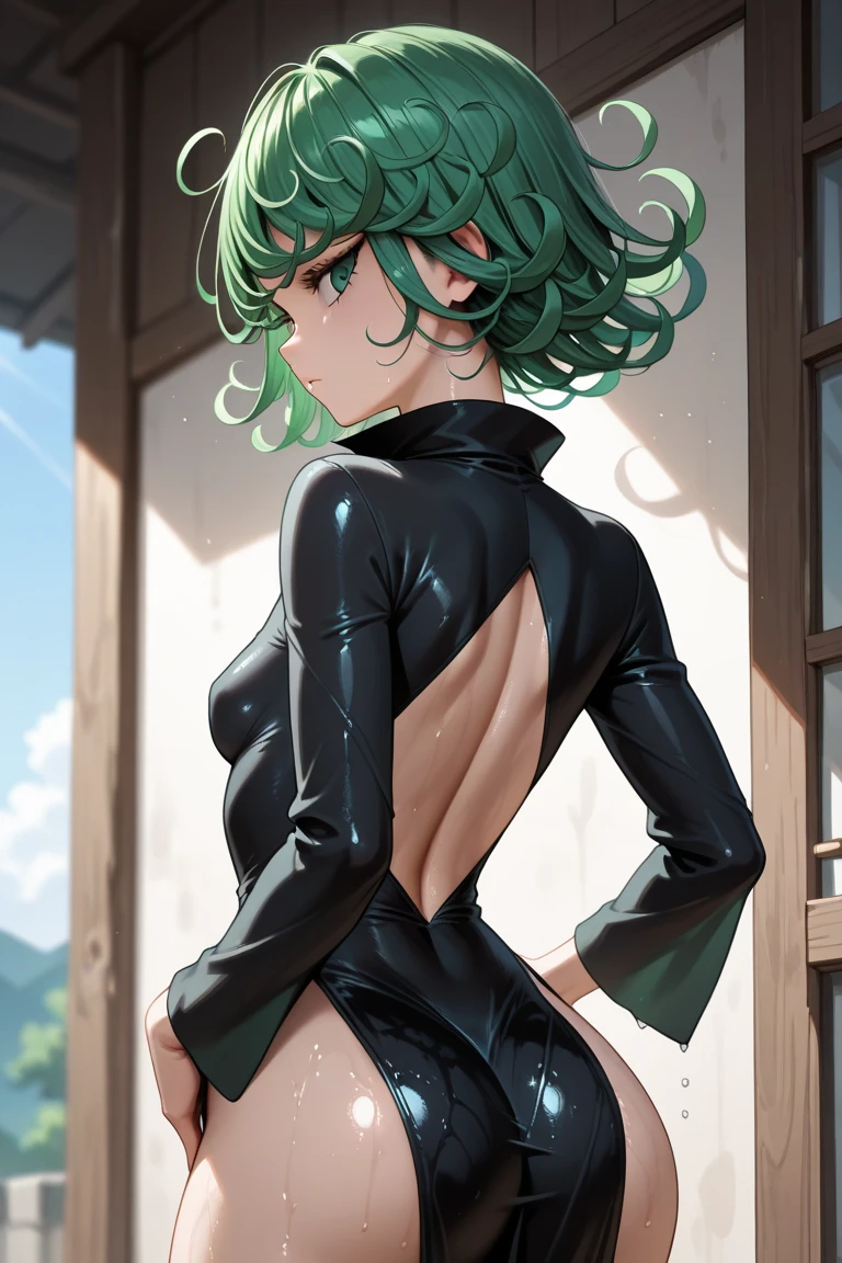 Tatsumaki, full body, lingerie, nsfw, small breast, back view