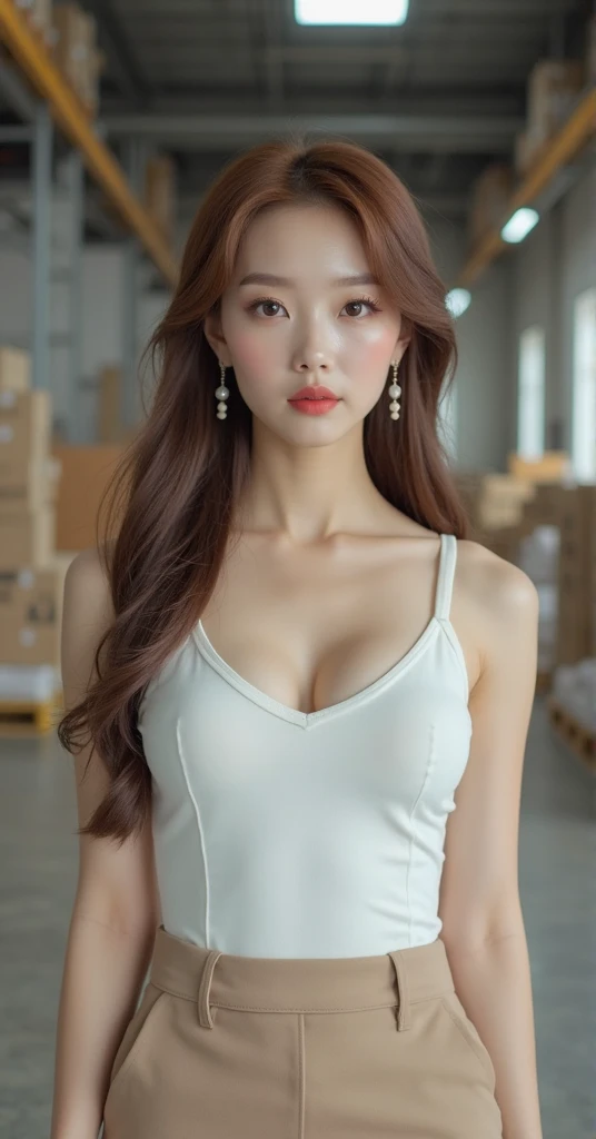 on the table, best quality, illustration, Super detailed, fine details, high resolution, 8k wallpaper, Perfect dynamic composition, Beautiful and delicate eyes, natural lips, Vest, big breasts, split, whole body, Navel exposed, casual sexy pose