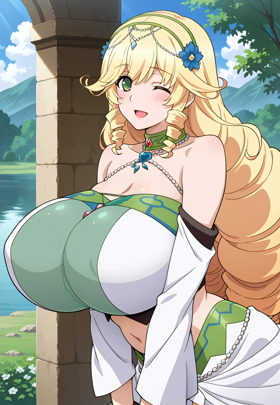 enome 1girl, long hair, breasts, blush, smile, blonde hair, large breasts, grass,, (nude), (masterpiece:1.2), (best quality), (ultra detailed), (8k, 4k, intricate),(full-body-shot:1), (85mm),light particles, lighting, (highly detailed:1.2),(detailed face:1.2), (gradients), sfw, colorful,(detailed eyes:1.2)(detailed background),detailed landscape, (dynamic angle:1.2), (dynamic pose:1.2), (rule of third_composition:1.3), (Line of action:1.2), (nipples), (pussy), busty, (doggy pose),