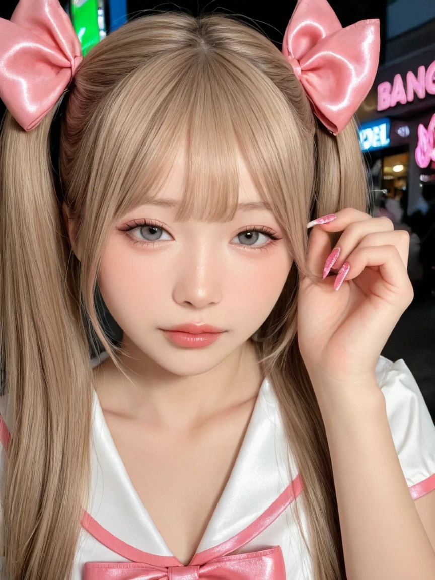 (RAW photo: 1.2), top quality, beautiful detailed girl, bunny girl, smile, blonde, twin tails, highly detailed eyes and face, beautiful detailed eyes, huge file size, high resolution, high resolution, 8k wallpaper, fine detail, highly detailed ticker uniform 8k wallpaper, light on face, movie lighting, 16 year old girl, sexy pose, (photorealism: 1.4), Illustration, surrealism, from below, super detail, masterpiece, playboy bunny, fishnet pantyhose, on all fours