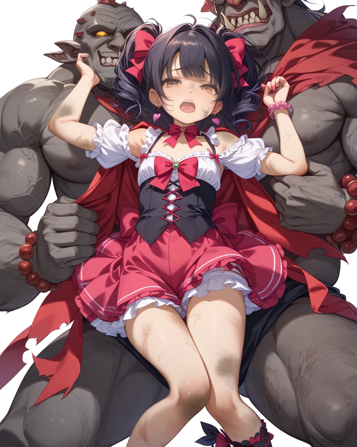 NSFW,masterpiece,Highest quality,High resolution,Super detailed,Nekone \(Utawarerumono\),Brown Hair、(Red Eye:1.3)、ribbon,Twin tails、ヘアribbon、Mole、目の下のMole,Small breasts,Japanese style,High quality sexy bikini,beach,Palm tree,Rock Shade,(Face in love),Embarrassed,blush,(Ecstasy face),(Sex slave),(Seduce),(Strong-faced men),Picking Up Girls,A man puts his hands on her waist and hugs her,Girl in Love
