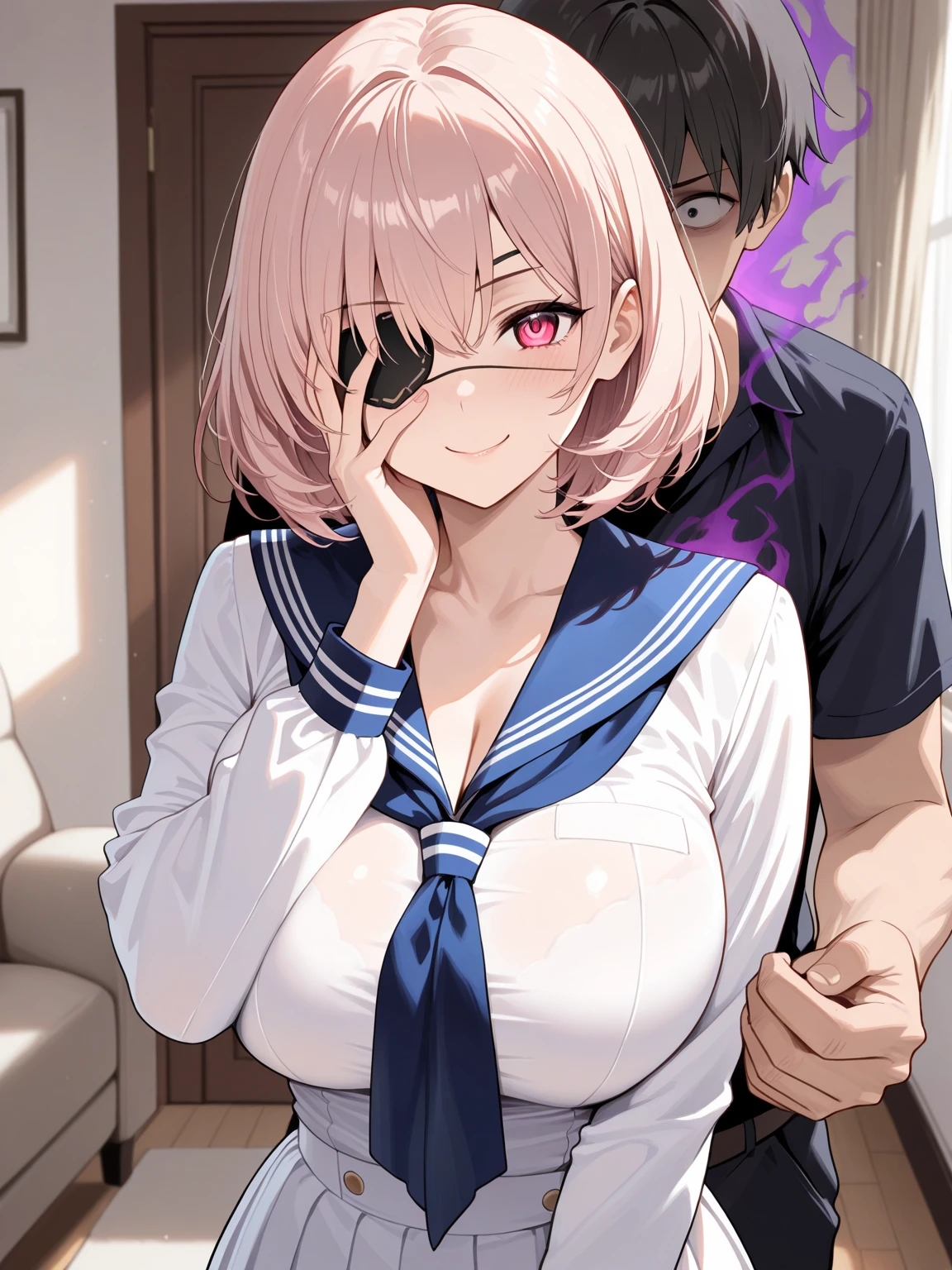 NSFW,Hololive,Towa Tokoyami,short hair,(Married Woman:1.5),(Perfect hands),(Perfect Anatomy),(masterpiece),(highest quality),(camisole:1.5),(See-through:1.3),Princess,Luxury Room,chandelier,One gray-haired old man,Embarrassed,blush,One man,(Doing sex:1.5),(orgasm:1.5),(Ecstasy face:1.5),Wide-eyed、Cross-eyed、Open your mouth、Sticking out tongue,(Scared face:1.5),Tattoo,Lying on your back,(First Night:1.5),Leg spread,Lift your butt
