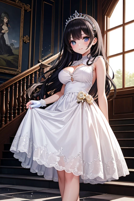 masuter piece　top-quality　Top image quality　((beauty of 30 years old)) ((lace evening dresses))　(cleavage of the breast) full body Esbian　Park at night　moonlights