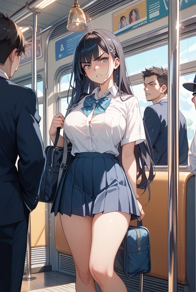 (8k, RAW Photos, 最high quality, masterpiece:1.2), high qualityのRAWカラー写真, Professional photo shoot, Cinematic Light, alone, (((young woman, Gal))), (Sharp features), (Small face), (Skin with attention to detail:1.2), clavicle, Cute Face, Beautiful appearance, Long eyelashes,Girl Turning Around, smile, (Black Hair, Long straight line), high school student, Red tie, High School Uniform:1.2, Black jacket, Open jacket, Jacket cuff buttons, White shirt, Check skirt, Night Park, Confident attitude, Capture the happy moment, Artistic painting,Attractive thighs, loose socks:1.2, sneakers:1.2, (Very fine touch:1.2), (はにかんだsmile), Peaceful atmosphere, Oil painting style, Bright colors, (Are standing:1.5, crowded train, Full body portrait), Smooth texture, Gazing Eyes, Beautiful Skin, Shiny skin, ((Perfect Fingers, Five Fingers, Anatomically correct)), Background Blur, high quality, Surreal, ((Very detailed, photo shoot)),(Skirt flip、I can see her panties),,(((Skirt Lift、Sexy panties visible)))、Large crowds、blush、Plump