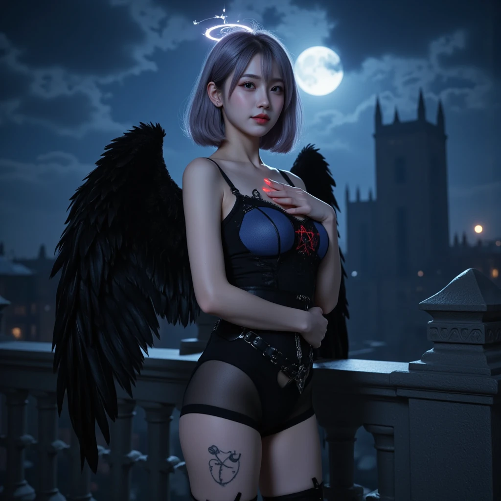 “Mumta, with iridescent wings that shimmer like stardust, prowls the neon-lit stages of distant planets. Her voice, a haunting blend of melancholy and rebellion, echoes through asteroid-filled arenas. Dressed in tattered leather and adorned with cosmic tattoos, she belts out lyrics that speak of love lost across galaxies. Fangs peek out from her crimson lips as she croons, captivating both mortals and extraterrestrials alike.” 🌟🎤🌌