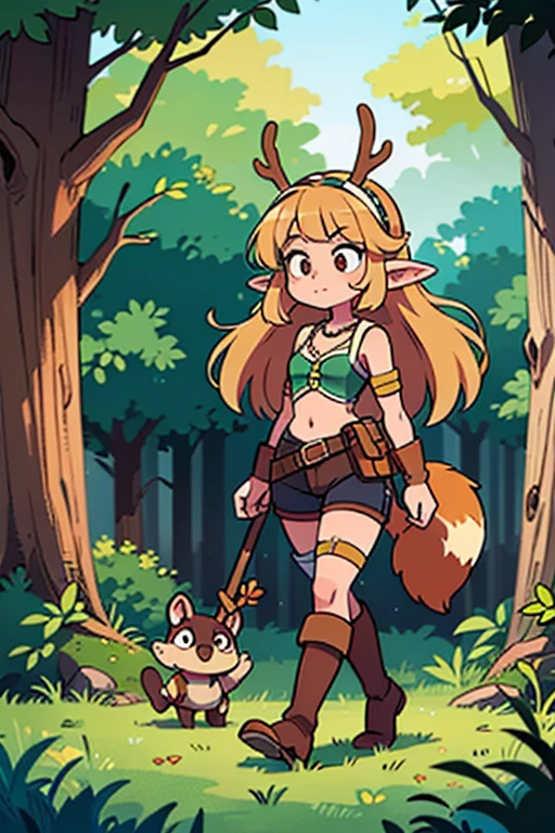 boy, squirrel, furry, bodyfur, bra, bottomless, gloves, boots, chibi, park, magic, sparkling eyes