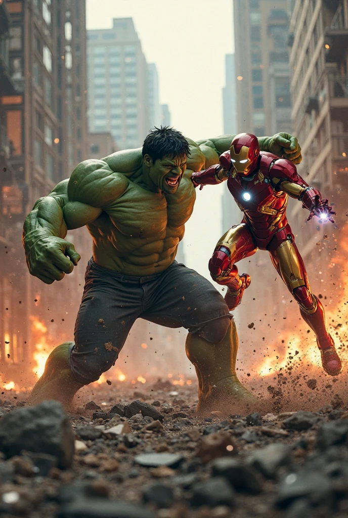 The Hulk fights with many evil demons, they hit each other, emitting flashes of power. Realistic,8k,hdr